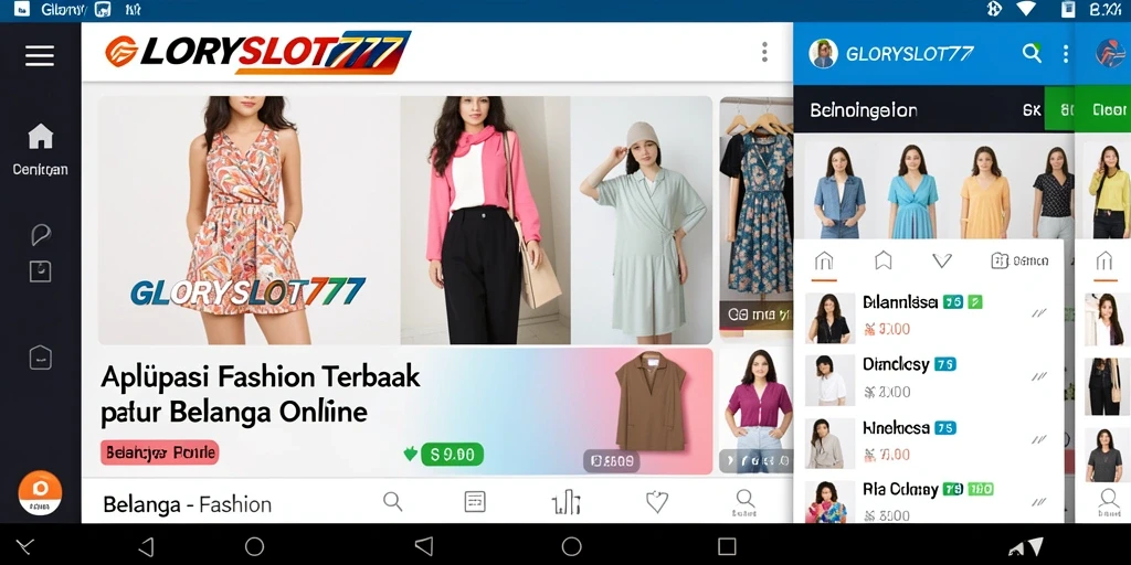 Antarmuka GLORYSLOT777 menampilkan berbagai produk fashion terkini.